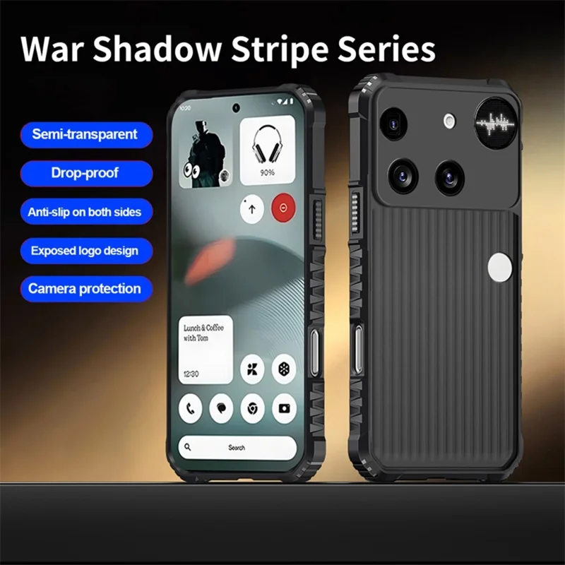 For Nothing Phone (3) 5G Case Stripes Design Anti-Slip Matte PC + TPU Phone Cover - Zwart