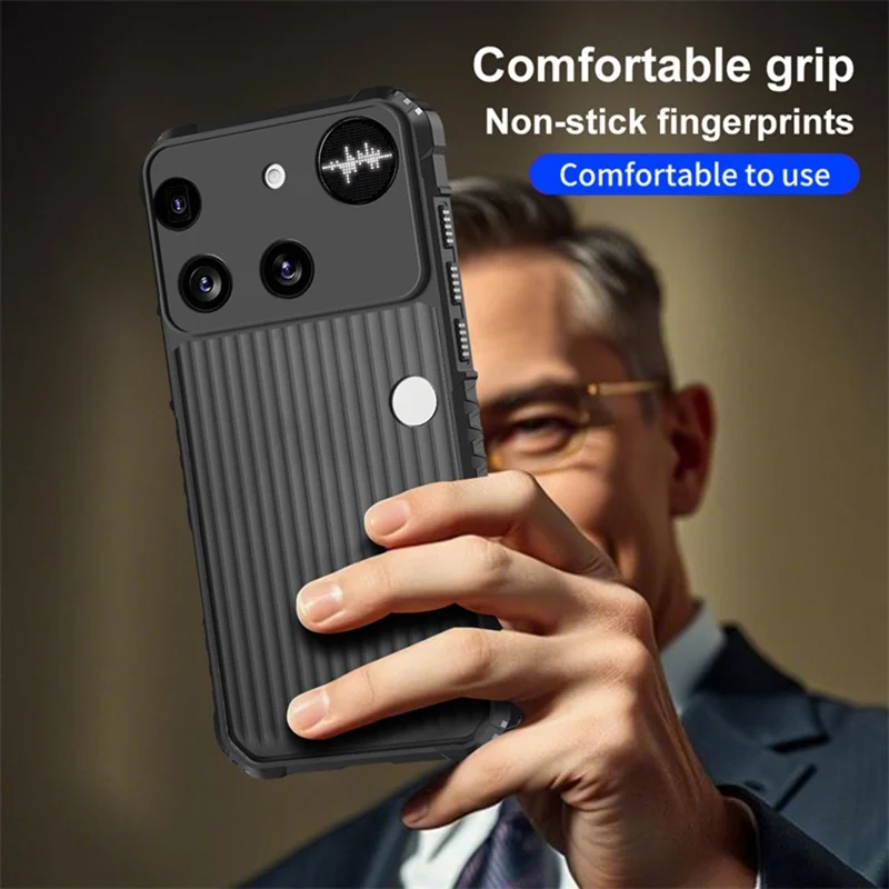 For Nothing Phone (3) 5G Case Stripes Design Anti-Slip Matte PC + TPU Phone Cover - Zwart