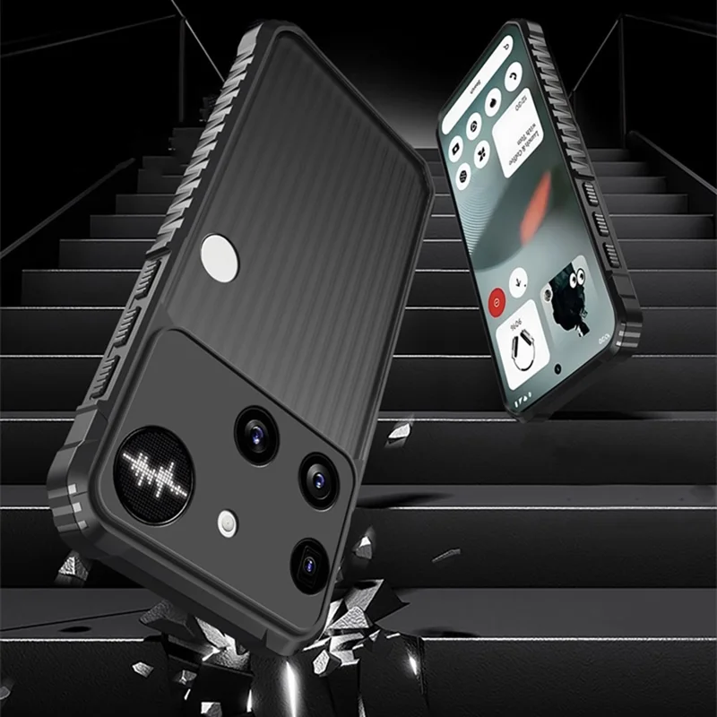 For Nothing Phone (3) 5G Case Stripes Design Anti-Slip Matte PC + TPU Phone Cover - Zwart