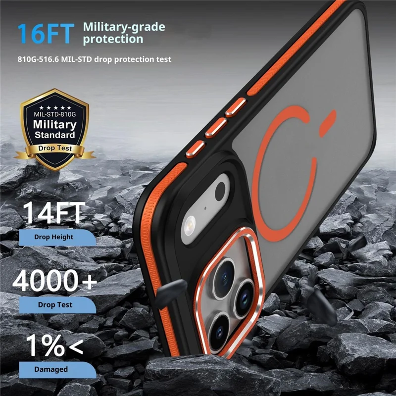 Großeinkauf für iPhone 17 Pro Max Hülle kompatibel mit MagSafe Dual Color PC + TPU Matter Handyhülle - Orange