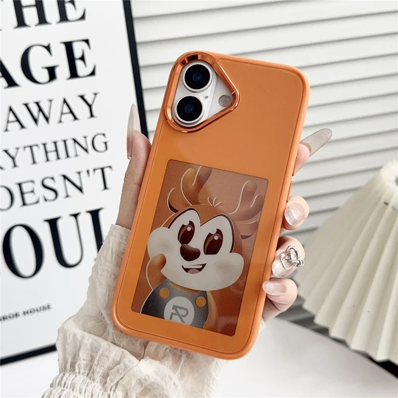 For iPhone 17 E Ink Phone Cover 4-Color Display Pattern Customized Case - Orange