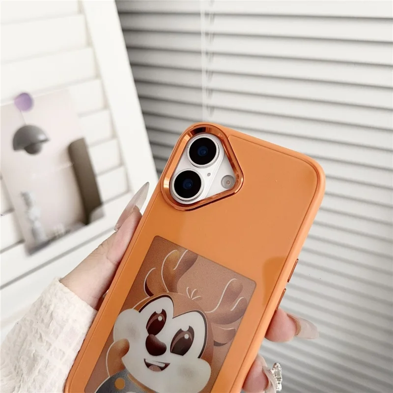 For iPhone 17 E Ink Phone Cover 4-Color Display Pattern Customized Case - Orange
