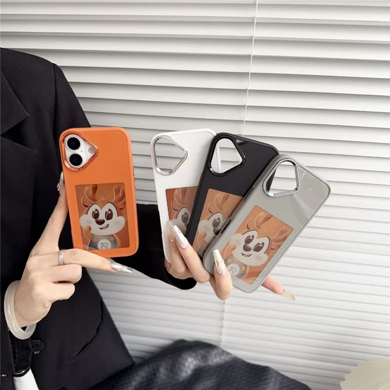 For iPhone 17 E Ink Phone Cover 4-Color Display Pattern Customized Case - Orange
