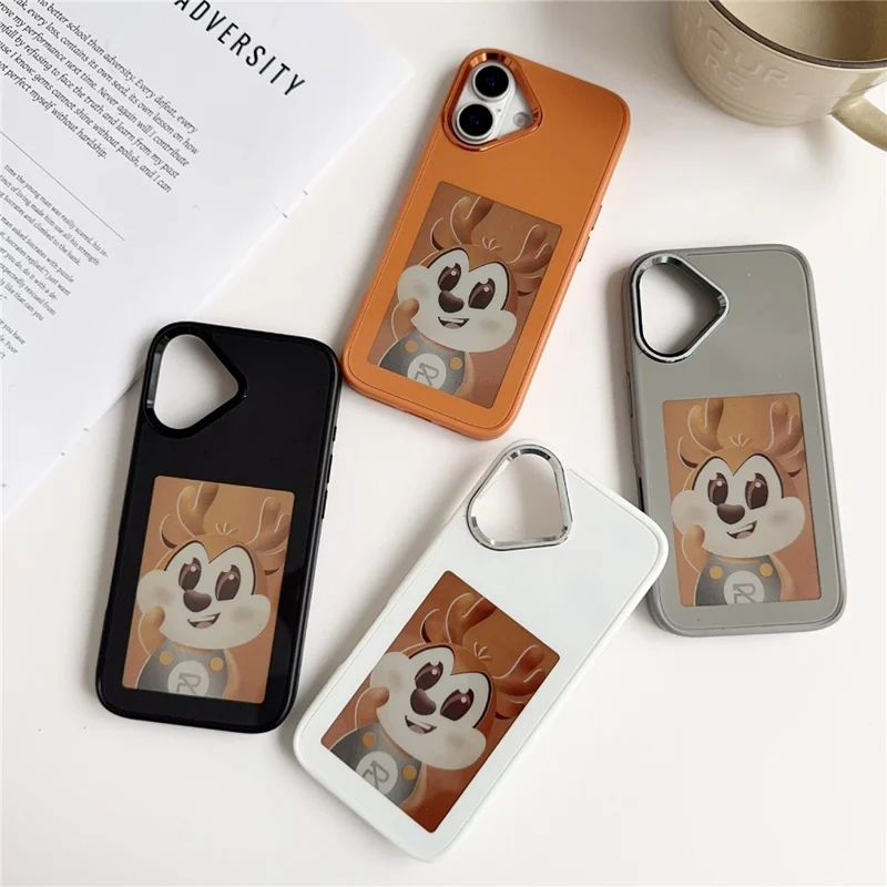 For iPhone 17 E Ink Phone Cover 4-Color Display Pattern Customized Case - Orange