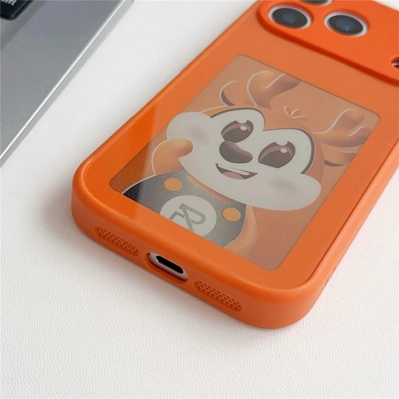 For iPhone 17 Pro E Ink Phone Cover 4-Color Display Pattern Customized Case - Orange