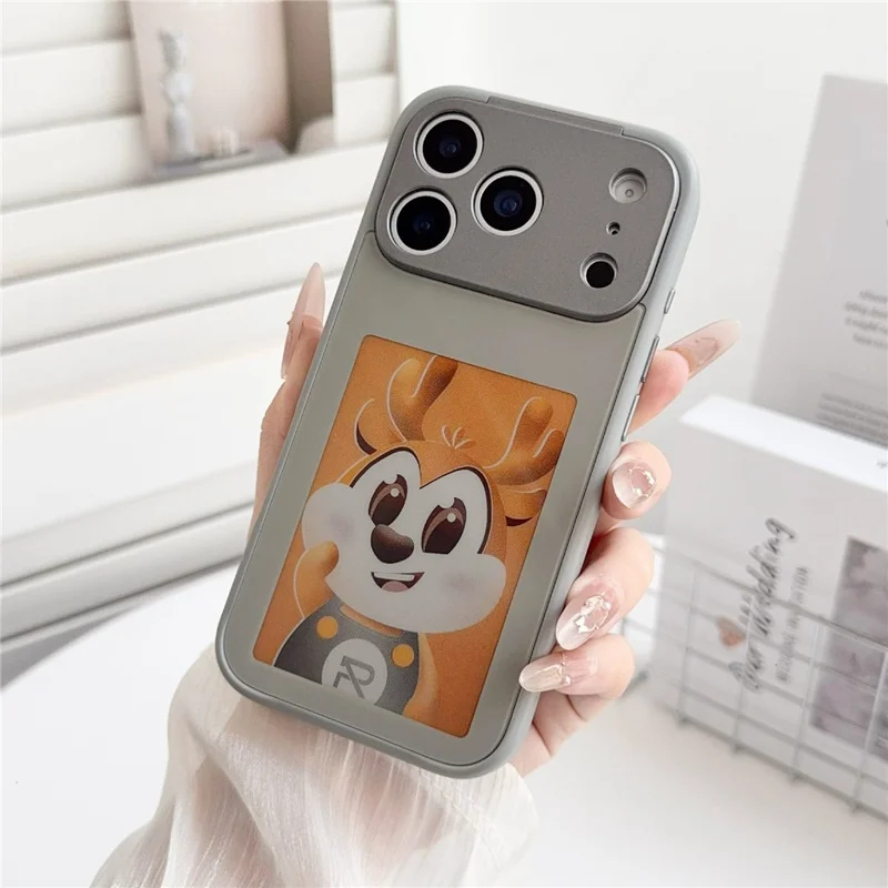 For iPhone 17 Pro E Ink Phone Cover 4-Color Display Pattern Customized Case - Grey