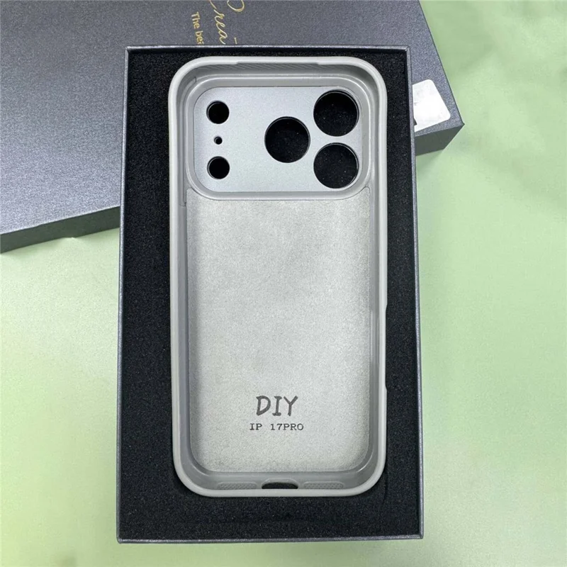 For iPhone 17 Pro E Ink Phone Cover 4-Color Display Pattern Customized Case - Grey