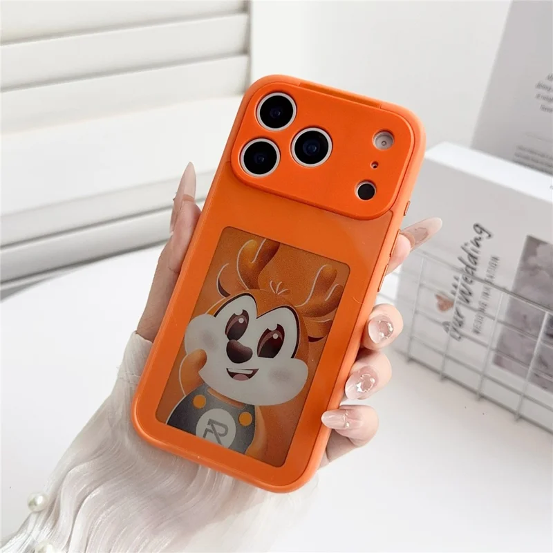 For iPhone 17 Pro Max E Ink Phone Cover 4-Color Display Pattern Customized Case - Orange