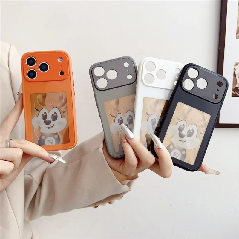 For iPhone 17 Pro Max E Ink Phone Cover 4-Color Display Pattern Customized Case - Orange