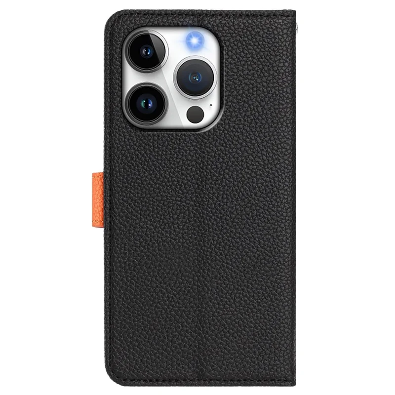 For iPhone 16 Pro Max Leather Case Compatible with MagSafe Detachable Wallet Phone Cover with Hand Strap - Black  /  Orange