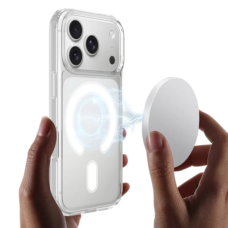 For iPhone 17 Pro Max C-shaped Magnetic Case Compatible with MagSafe TPU + Acrylic Clear Phone Back Cover