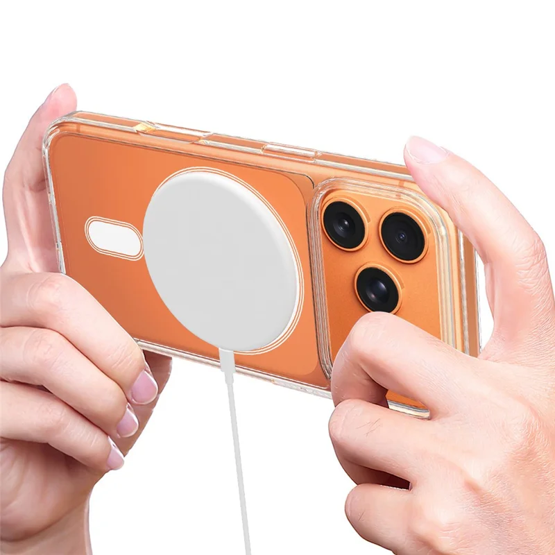 For iPhone 17 Pro Max C-shaped Magnetic Case Compatible with MagSafe TPU + Acrylic Clear Phone Back Cover