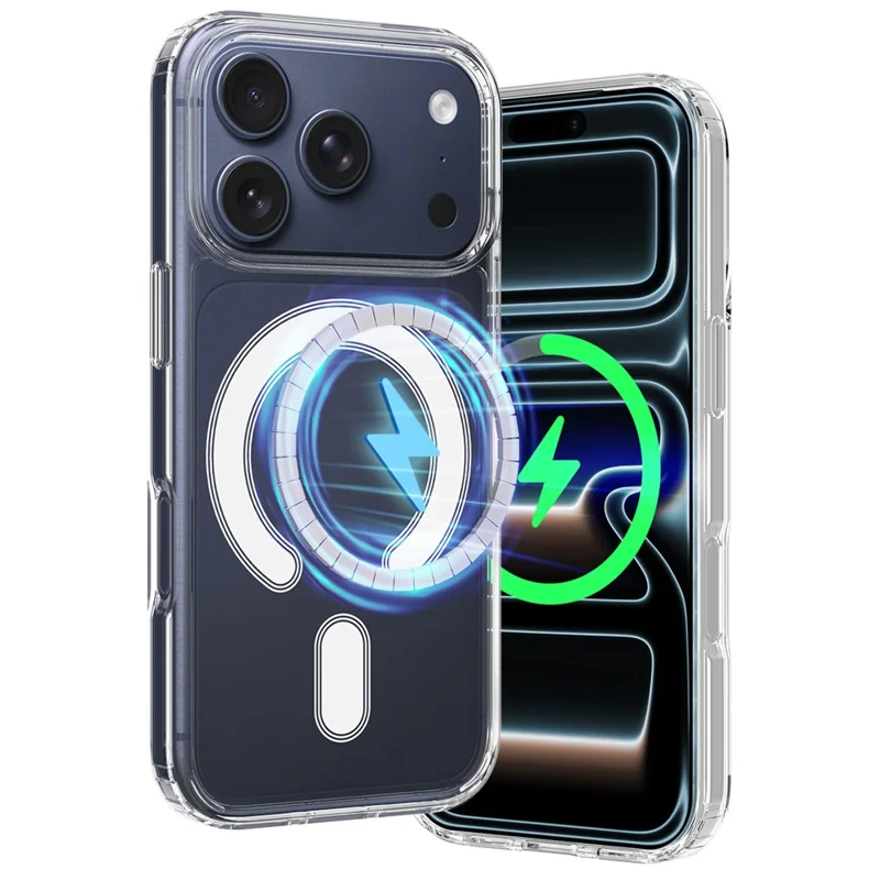 For iPhone 17 Pro Max C-shaped Magnetic Case Compatible with MagSafe TPU + Acrylic Clear Phone Back Cover