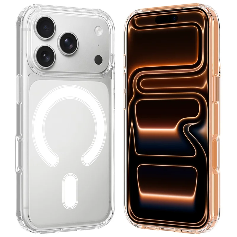 For iPhone 17 Pro Max C-shaped Magnetic Case Compatible with MagSafe TPU + Acrylic Clear Phone Back Cover