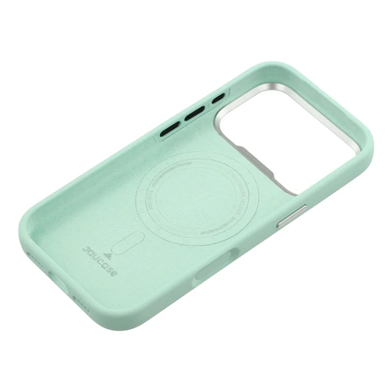 JAUCASE Pour Étui iPhone 17 Pro Compatible avec MagSafe Décoration de Strass Cadre Métal Caméra Silicone Liquide Housse de Téléphone - Vert