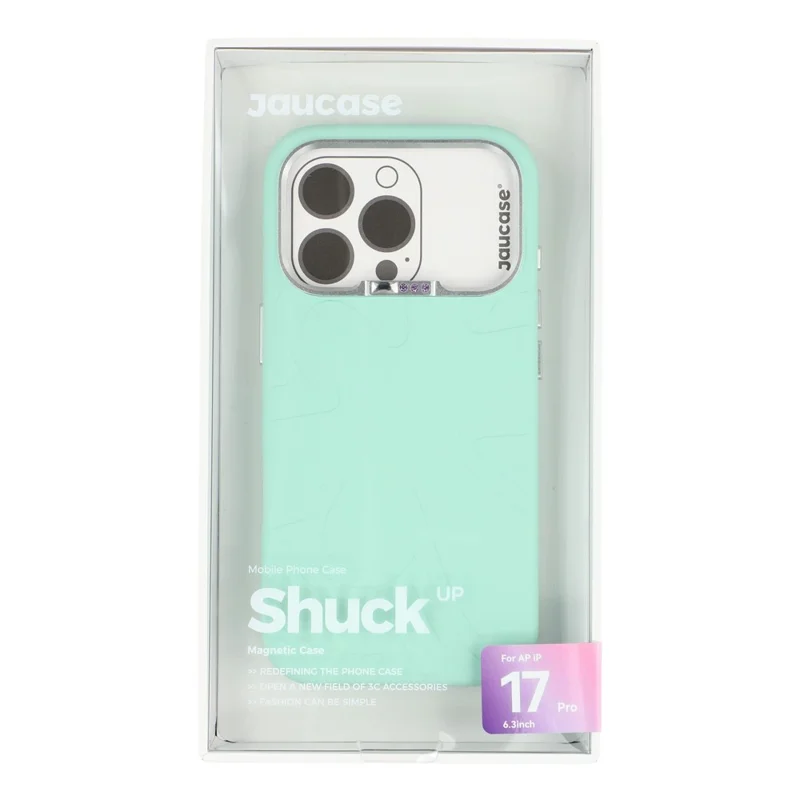 JAUCASE Pour Étui iPhone 17 Pro Compatible avec MagSafe Décoration de Strass Cadre Métal Caméra Silicone Liquide Housse de Téléphone - Vert