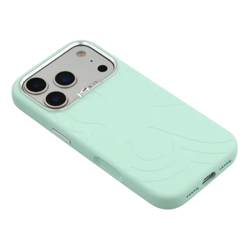 JAUCASE Per iPhone 17 Pro Max Custodia Compatibile con MagSafe Decorazione di Strass Cornice Fotocamera in Metallo Custodia in Silicone Liquido - Verde