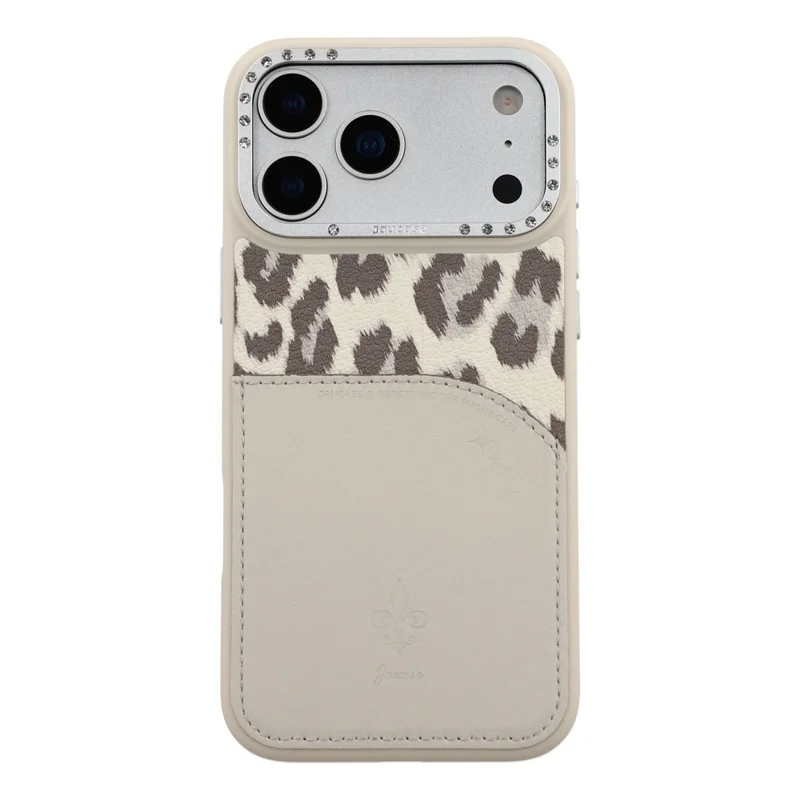JAUCASE Für iPhone 17 Pro Magnetische Hülle Leopardenmuster Kartenfach PU TPU PC Telefonrückseite - Weiß