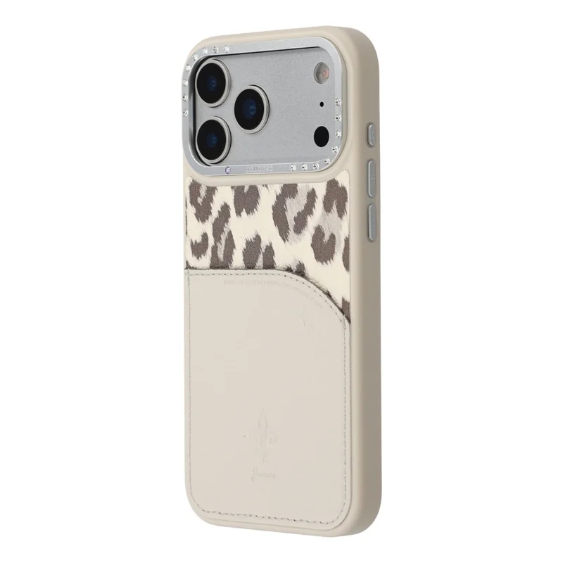 JAUCASE Für iPhone 17 Pro Magnetische Hülle Leopardenmuster Kartenfach PU TPU PC Telefonrückseite - Weiß