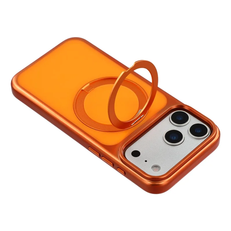 ЧЕХОЛ JAUCASE для iPhone 17 Pro Max, совместимый с MagSafe, с вращающейся подставкой, металлический + матовый пластиковый чехол для телефона - оранжевый