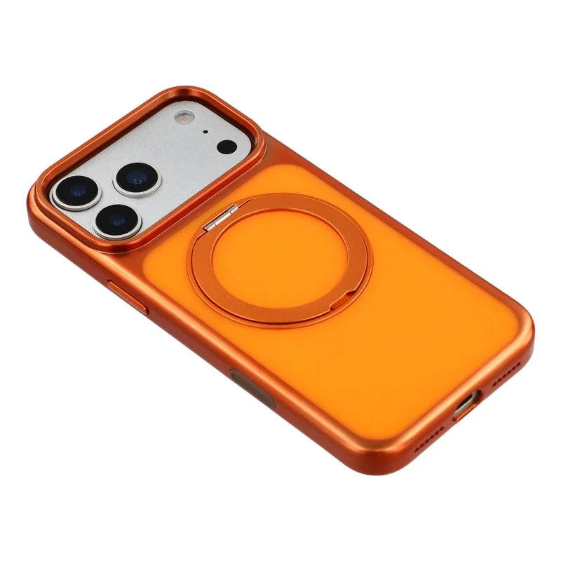 ЧЕХОЛ JAUCASE для iPhone 17 Pro Max, совместимый с MagSafe, с вращающейся подставкой, металлический + матовый пластиковый чехол для телефона - оранжевый