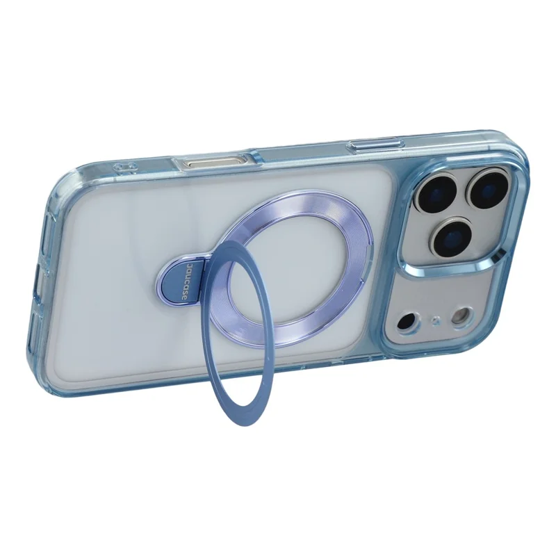 JAUCASE Per iPhone 17 Pro Max Custodia Rotante Supporto Kickstand TPU + PC Antiurto Custodia per Telefono - Blu Trasparente