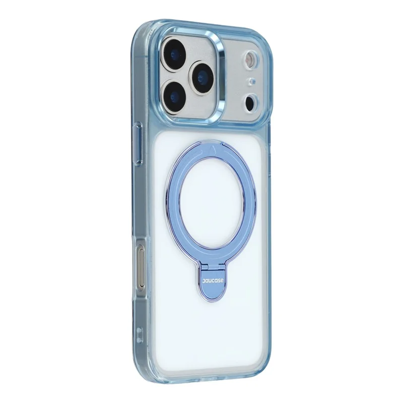 Funda para iPhone 17 Pro JAUCASE con soporte giratorio, TPU + PC a prueba de golpes - Azul transparente