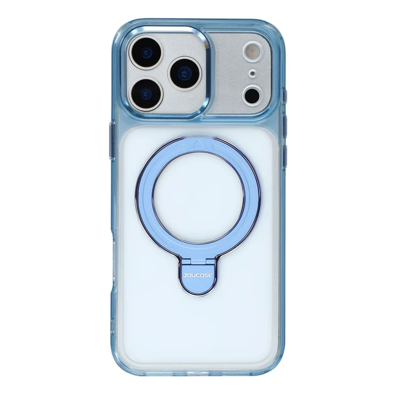 Funda para iPhone 17 Pro JAUCASE con soporte giratorio, TPU + PC a prueba de golpes - Azul transparente