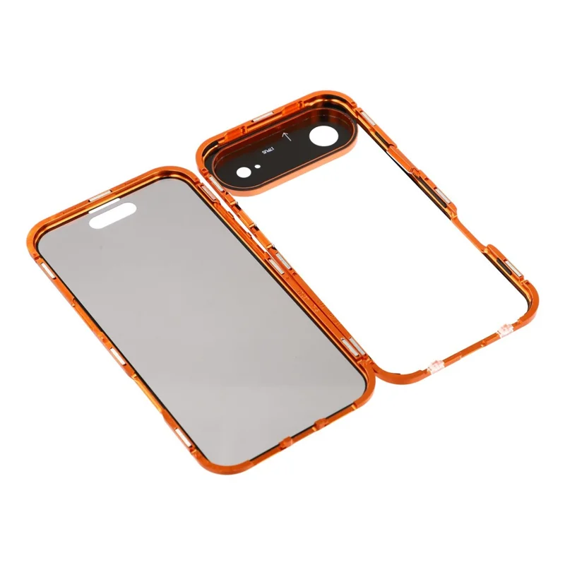 iPhone Air Case Anti-Spy Doppelseitiges gehärtetes Glas + Magnetischer Metallrahmen Handyhülle - Orange