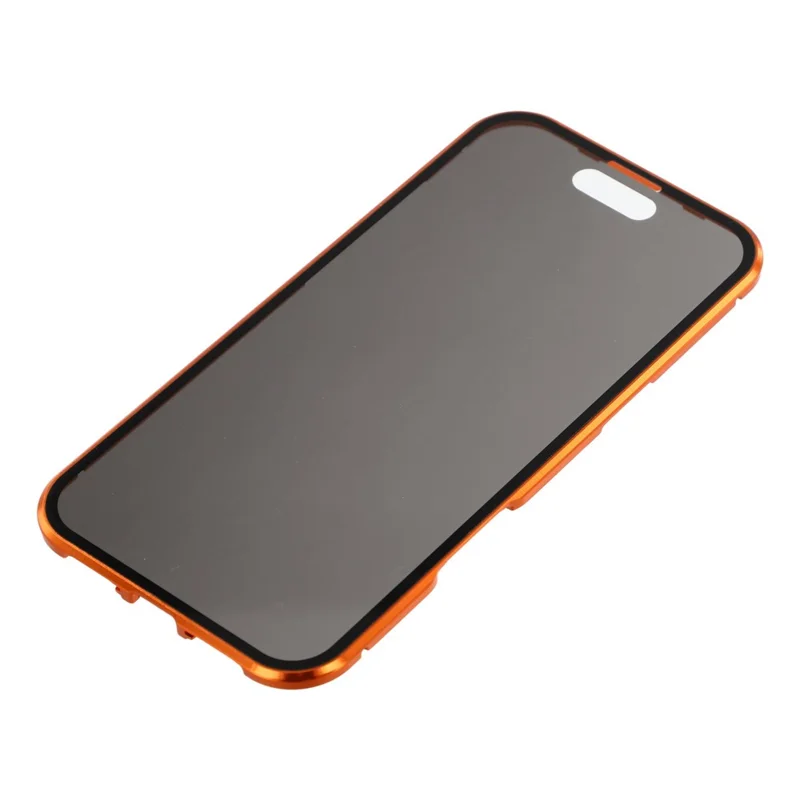 iPhone Air Case Anti-Spy Doppelseitiges gehärtetes Glas + Magnetischer Metallrahmen Handyhülle - Orange