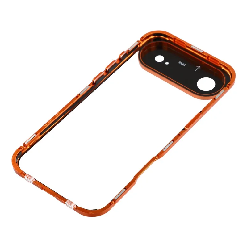iPhone Air Case Anti-Spy Doppelseitiges gehärtetes Glas + Magnetischer Metallrahmen Handyhülle - Orange