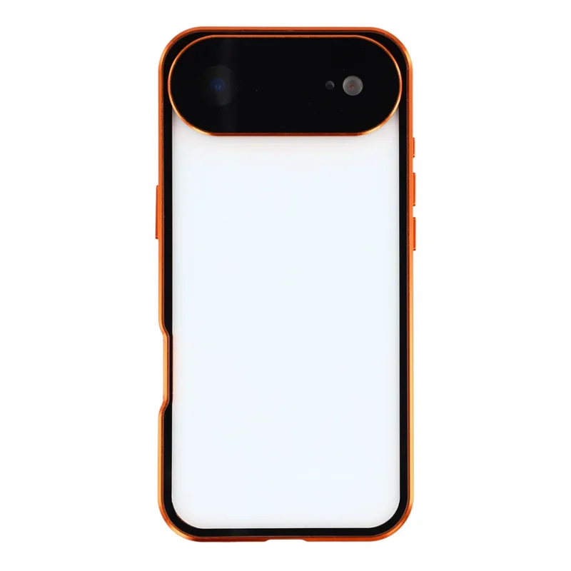 iPhone Air Hülle Ultra Clear Doppelseitiges Gehärtetes Glas + Magnetischer Metallrahmen Handyhülle - Orange