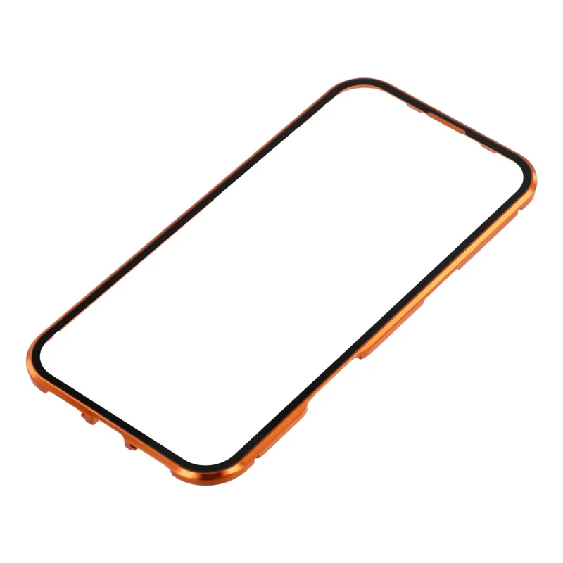 iPhone Air Hülle Ultra Clear Doppelseitiges Gehärtetes Glas + Magnetischer Metallrahmen Handyhülle - Orange
