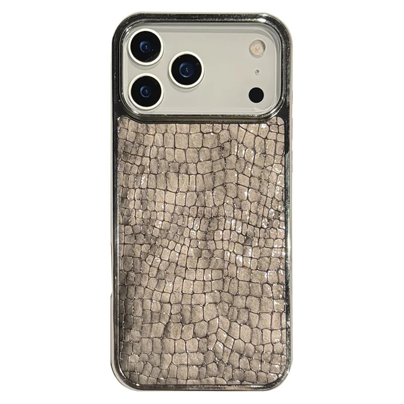 iPhone 17 Pro Max Hülle Krokodilleder-Textur PU-Leder beschichtet PC + TPU Elektroplattierung Handyhülle - Khaki