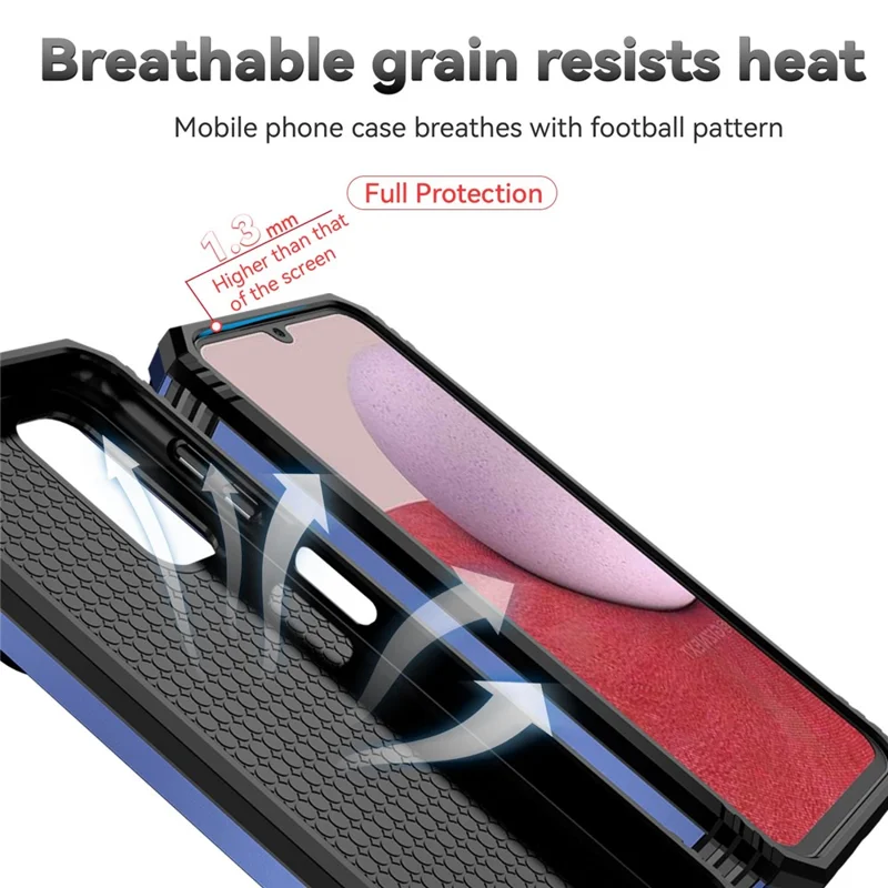 Phone Drop-proof Case for Samsung Galaxy A14 5G / A14 4G Metal Ring Kickstand PC + TPU Protective Cover with Slide Camera Protector - Blue