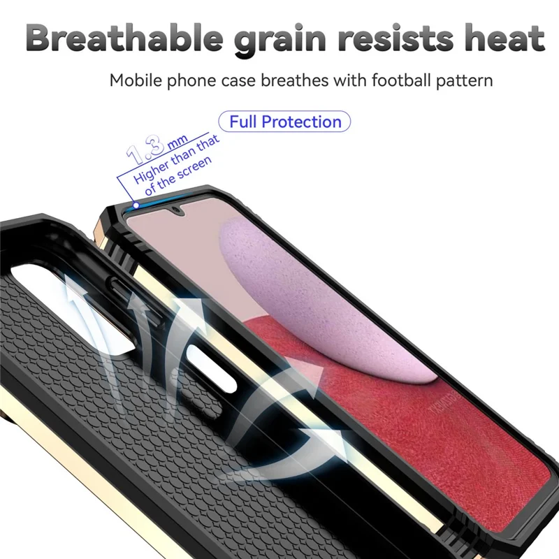For Samsung Galaxy A14 5G / A14 4G Case PC+TPU Slide Camera Protector Phone Cover with Kickstand - Gold