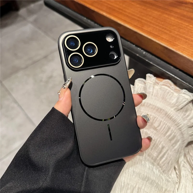 Funda para iPhone 17 Pro Max compatible con MagSafe Piel-toque TPU + Cubierta de teléfono PC con película de lente - Negro