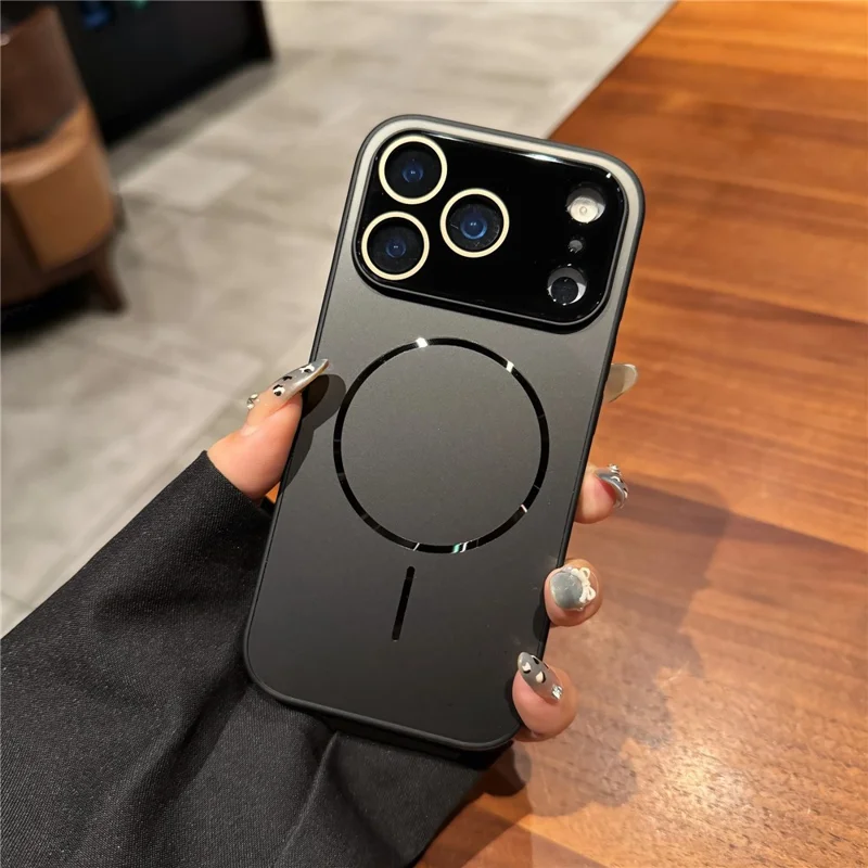 Funda para iPhone 17 Pro Max compatible con MagSafe Piel-toque TPU + Cubierta de teléfono PC con película de lente - Negro