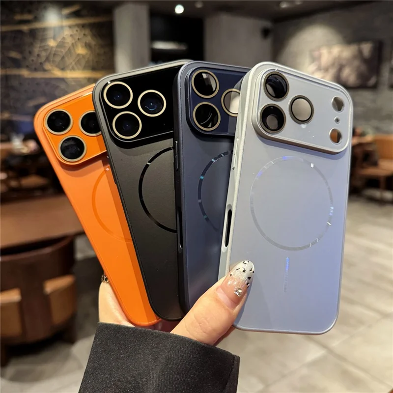 Funda para iPhone 17 Pro Max compatible con MagSafe Piel-toque TPU + Cubierta de teléfono PC con película de lente - Negro