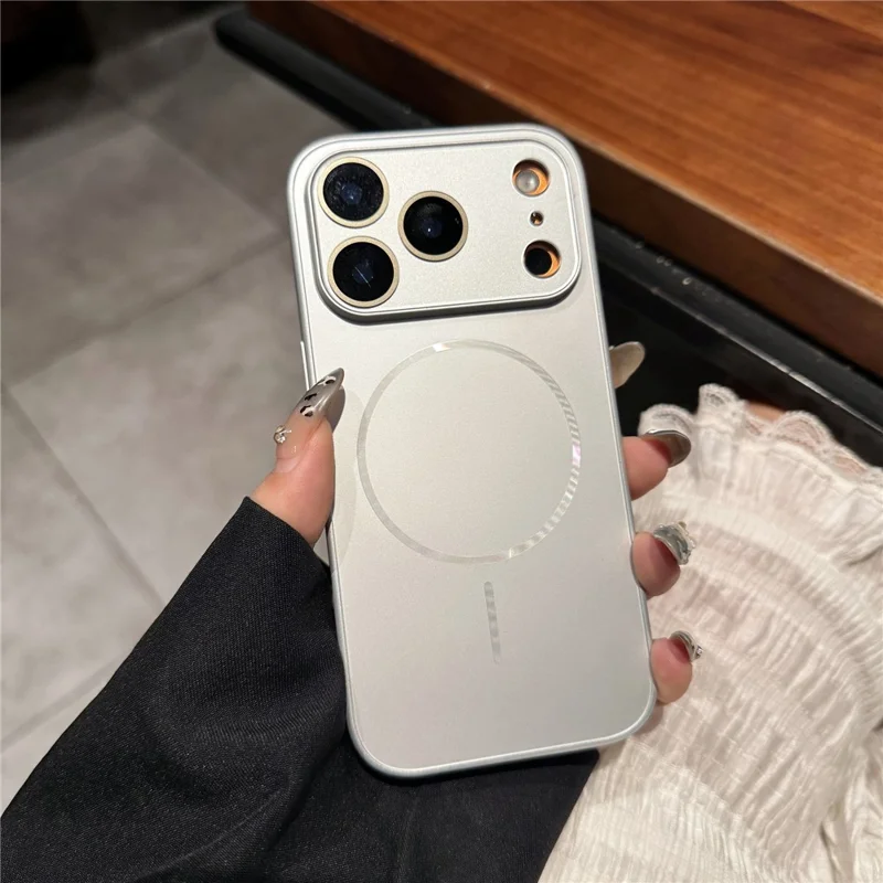 For iPhone 17 Pro Max Case Compatible with MagSafe Skin-touch TPU + PC Phone Cover with Lens Film - White
