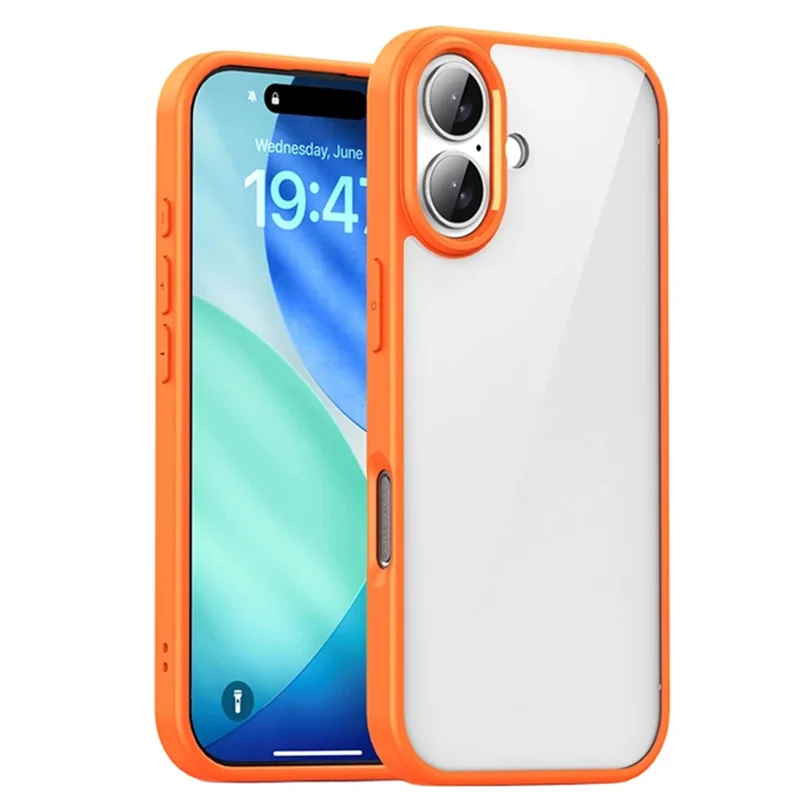 IPAKY Pour iPhone 17 Coque de Téléphone Transparente TPU + PC Anti-Empreintes Digitales - Orange