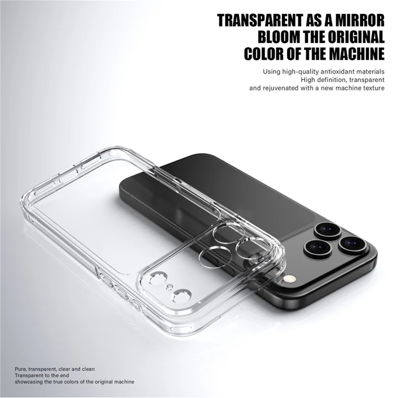IPAKY For iPhone 17 Pro Clear Phone Case TPU + PC Slim Phone Back Cover - Transparent Black