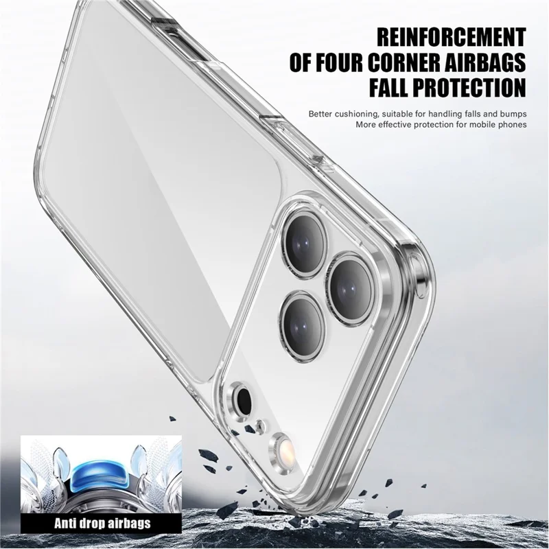 IPAKY For iPhone 17 Pro Clear Phone Case TPU + PC Slim Phone Back Cover - Transparent Black