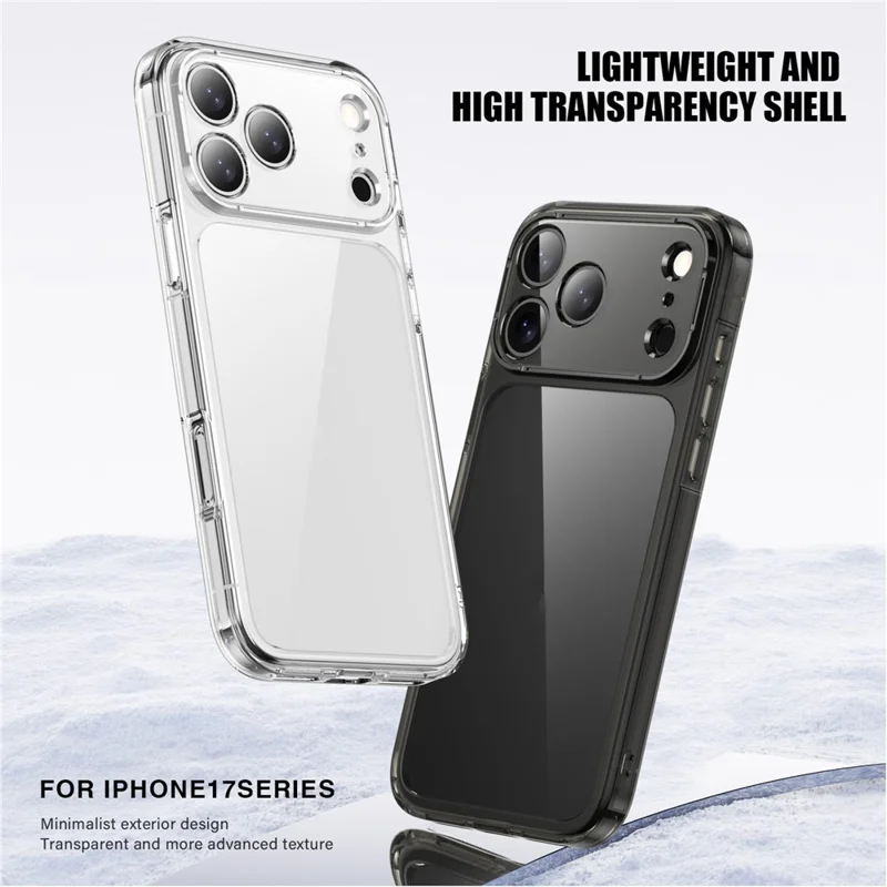 IPAKY For iPhone 17 Pro Clear Phone Case TPU + PC Slim Phone Back Cover - Transparent Black