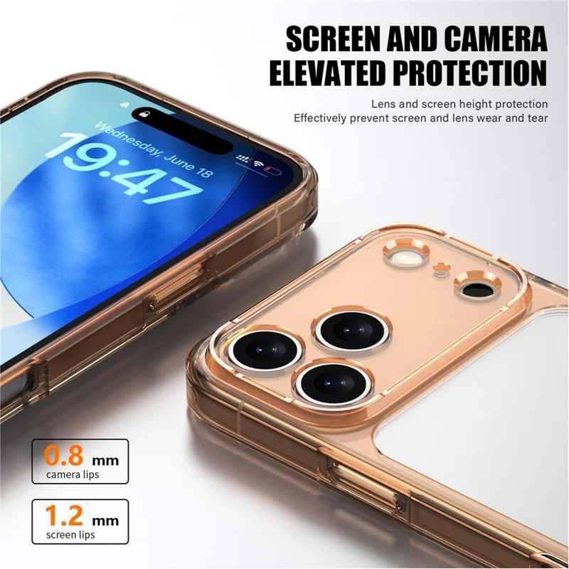 IPAKY For iPhone 17 Pro Max Clear Phone Case TPU + PC Slim Phone Back Cover - Transparent