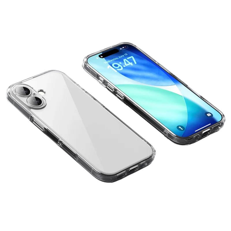 IPAKY For iPhone 17 Clear Phone Case TPU + PC Slim Phone Back Cover - Transparent