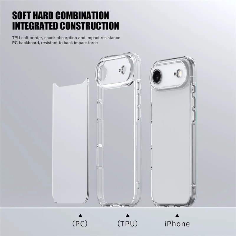 IPAKY For iPhone Air Clear Phone Case TPU + PC Slim Phone Back Cover - Transparent
