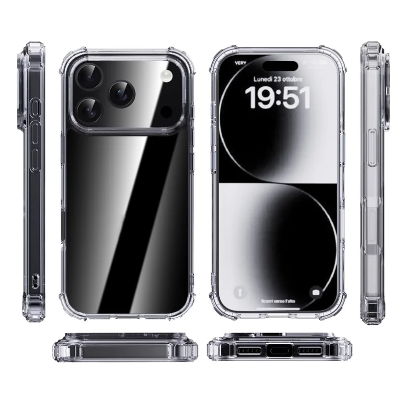 Étui IPAKY pour iPhone 17 Pro Max Coque de protection aux quatre coins transparente