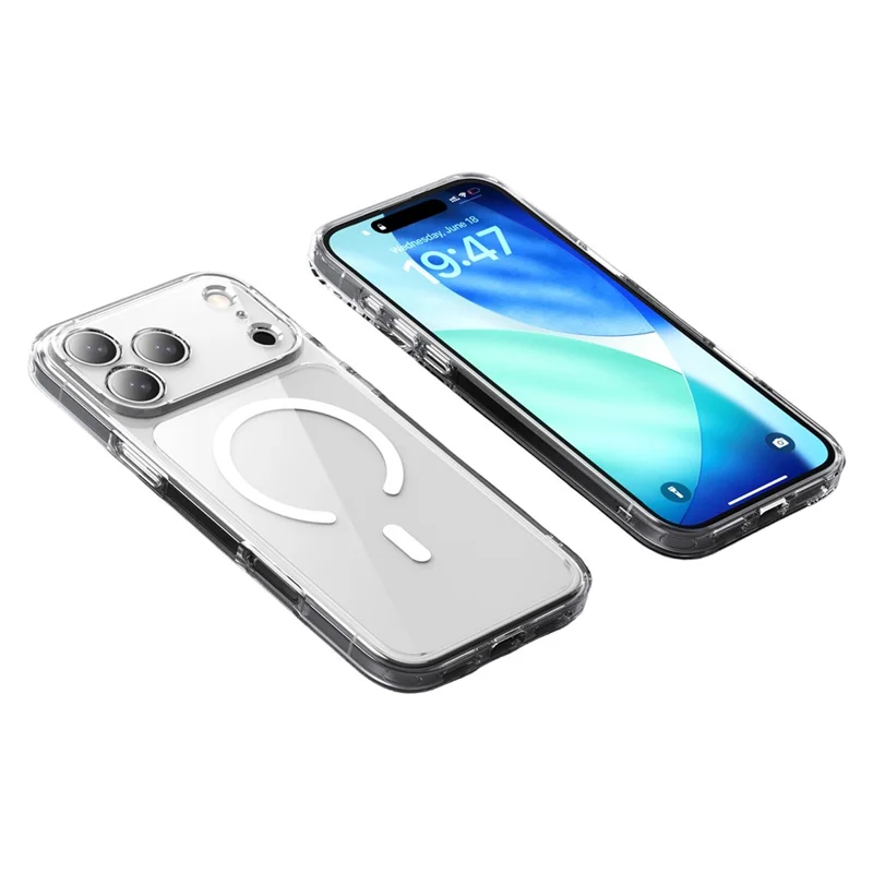 IPAKY для iPhone 17 Pro Прозрачный чехол TPU + PC Тонкая задняя крышка телефона, совместимая с MagSafe - Прозрачная