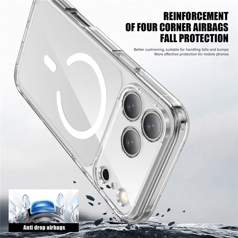 IPAKY для iPhone 17 Pro Max Прозрачный чехол TPU + PC Slim Phone Back Cover Совместимый с MagSafe - Прозрачный